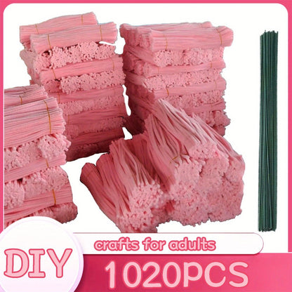 Pipe Cleaners 1020pcs Chenille Stems 20 Colors, Upgraded Thick Fuzzy Sticks with Patterned Rods for Kids Adults Teachers