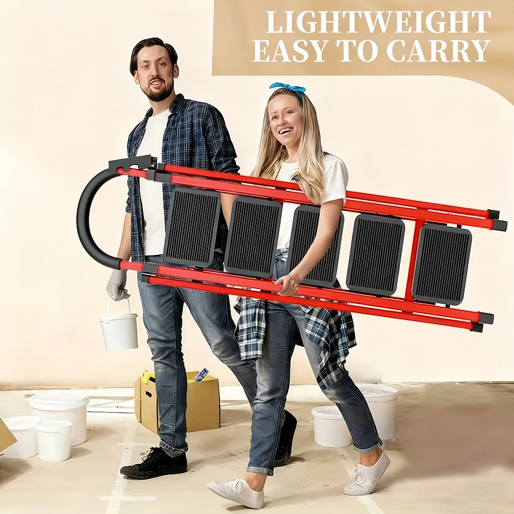 Folding Step Stool Ladder Steel with Anti-Slip Wide Treads & Handrails, Safety Lock, Portable Multi-Step Ladder for Home