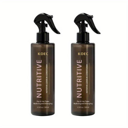 Leave-In Conditioner Spray 2 Bottles 13.53oz Detangler with Snail Serum Anti-Frizz Deep Conditioning Shine-Boosting Moisturizing for Curly