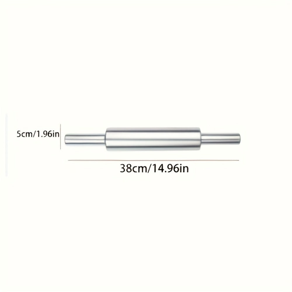 Stainless Steel Rolling Pin, Professional Non-Stick Dough Roller with Non-Slip Grip and Rounded Ends, Easy to Clean Baking Rolling Pin