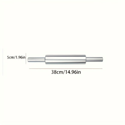 Stainless Steel Rolling Pin, Professional Non-Stick Dough Roller with Non-Slip Grip and Rounded Ends, Easy to Clean Baking Rolling Pin