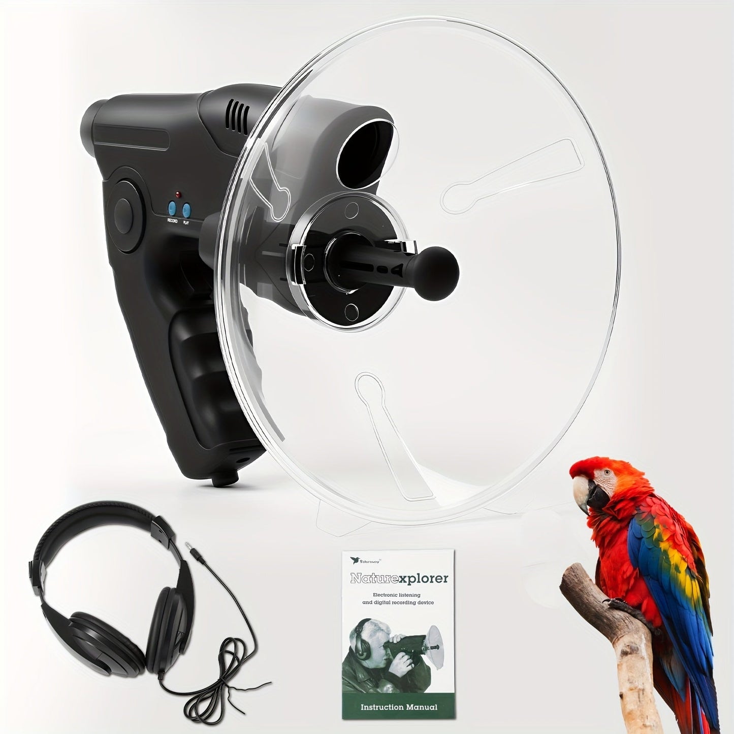 Bionic Ear Sound Amplifier with 8x Monocular Telescope, Long-Range Digital Audio Listening Device with Headphones for Bird Watching Nature