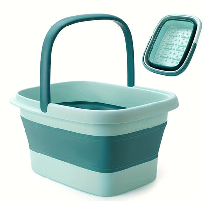 Large Collapsible Foot Soak Tub 15L 4 Gallon Foot Bath Basin Massage Acupoints Handles Foldable Multifunction Plastic Bucket Pedicure Bowl