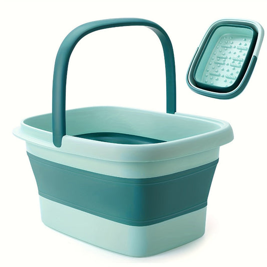 Large Collapsible Foot Soak Tub 15L 4 Gallon Foot Bath Basin Massage Acupoints Handles Foldable Multifunction Plastic Bucket Pedicure Bowl
