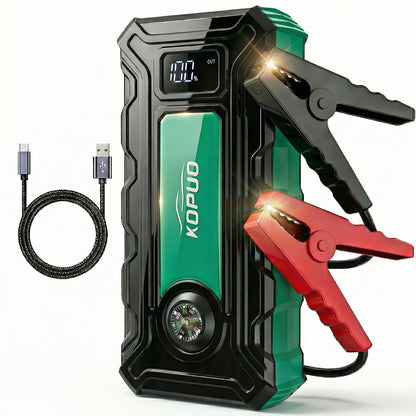 Red or Green Jump Starter with Digital Battery Display and Smart-Clip or Straight-Clip Cable Options