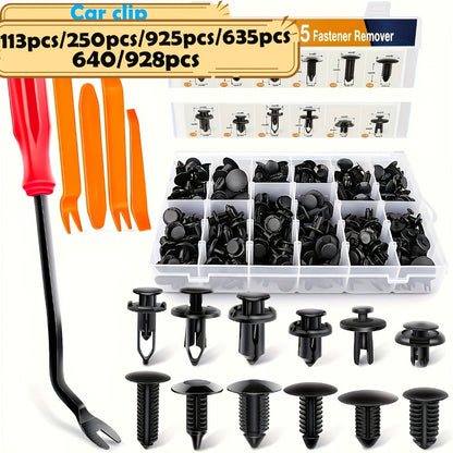 Car Retainer Clips Push Fasteners Kit Bumper Plastic Rivets Assortment for Auto Interior Exterior Trim Panel Body Clips – 113 to 928 Pcs