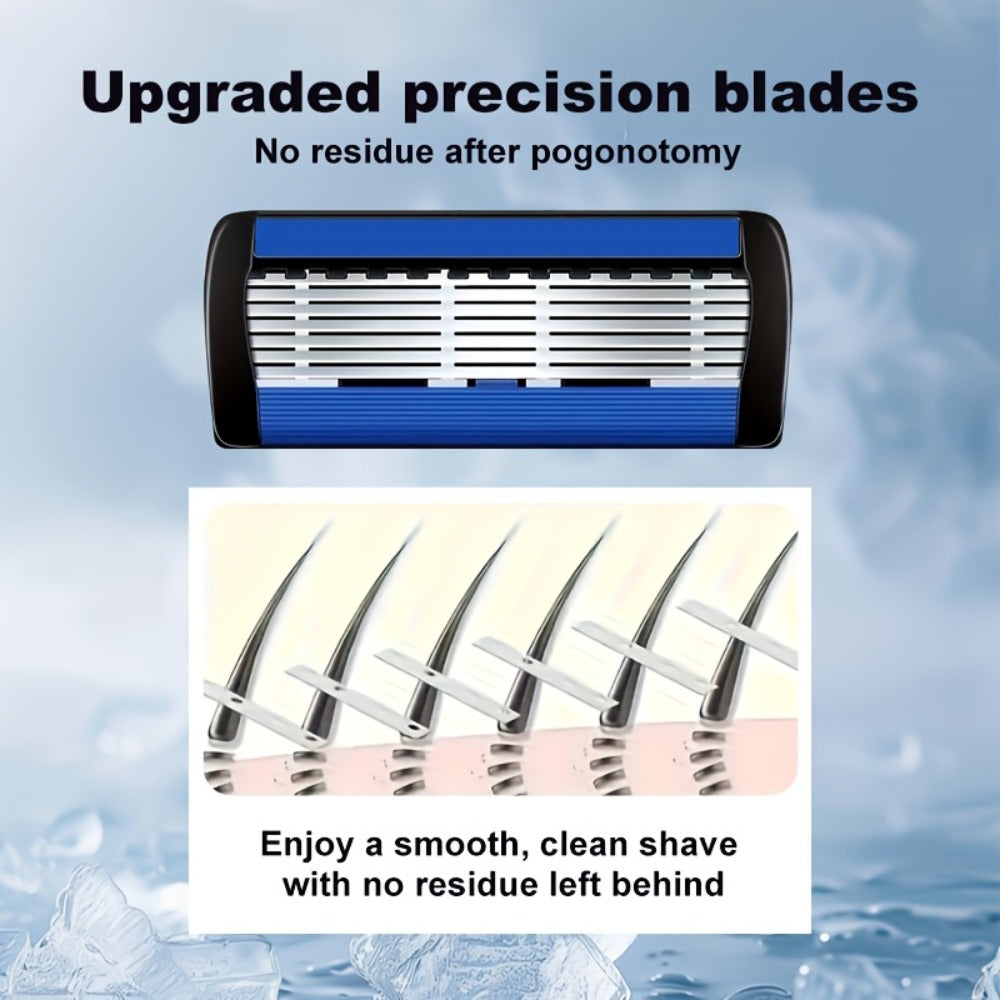 Men's Razor Set with Stainless Steel Replacement Blades – Reusable Handle & High-Capacity Blade Kit for Smooth Close Shave