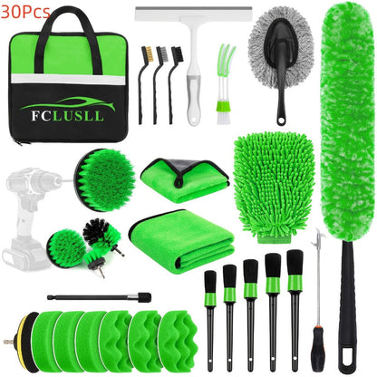 Car Cleaning Kit with Portable Vacuum Cleaner – 17/24/29/32/35pcs Interior Detailing Set with Windshield Cleaner