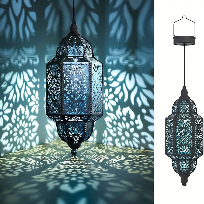 Solar Lanterns Outdoor 2 Pack Moroccan Cut-Out Design Garden Pathway Patio Lantern Lights Gold Purple White Copper