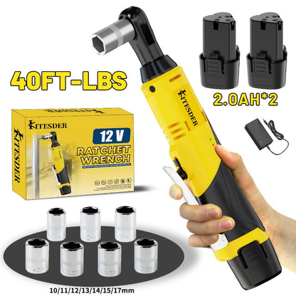 Electric Ratchet Wrench Set 12V Cordless with Lithium Battery, Fast Charge, Variable Speed Trigger