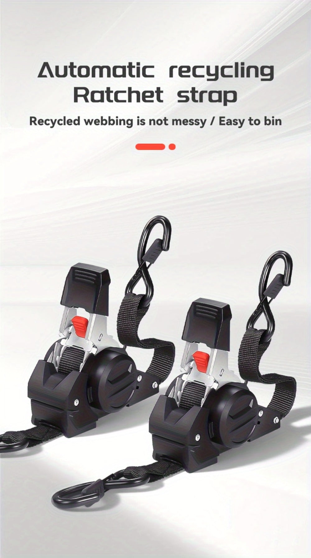 Ratchet Tie-Down Straps with Auto-Retract & Speed Control – Heavy-Duty Cargo Securing Kit with Hooks & Storage Bag | Motorcycle Transport