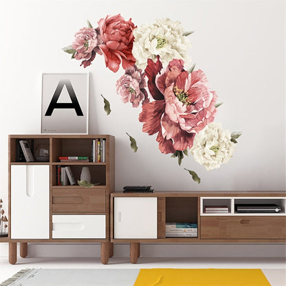 Peony Flower Window Glass Sticker – Anti-Collision Waterproof Decorative Glass Film, European Floral Wall & Window Decal for Home Decor