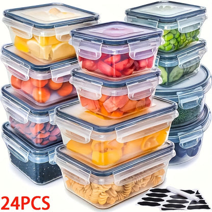 Food Storage Containers Set BPA-Free Airtight – Meal Prep Containers with Easy-Snap Lids Labels & Marker 24 48pcs Pantry Kitchen Organizer