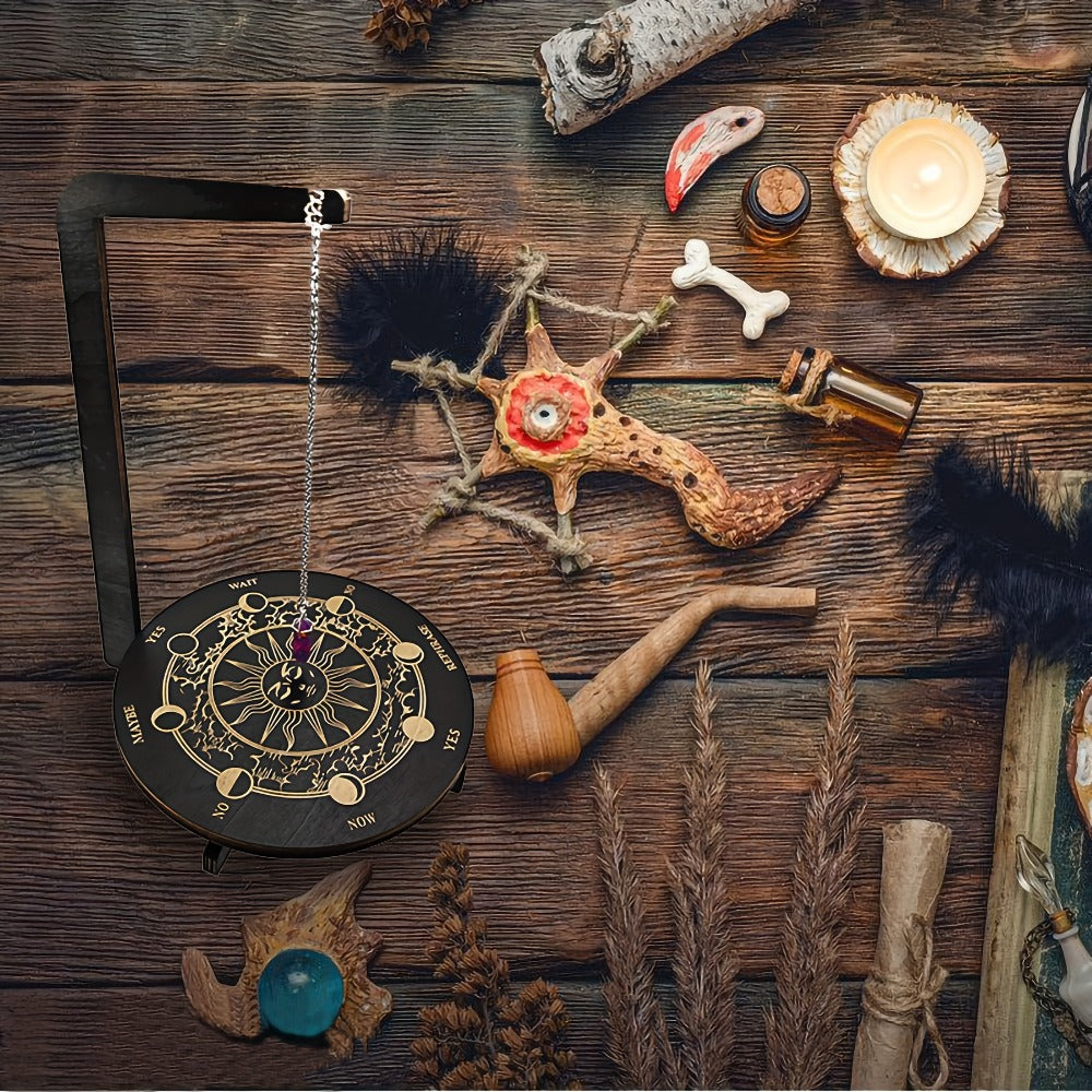 Wooden Pendulum Stand for Divination, Crystal Display Holder, Witchcraft Altar Decor for Entryways, Bedrooms and Living Spaces