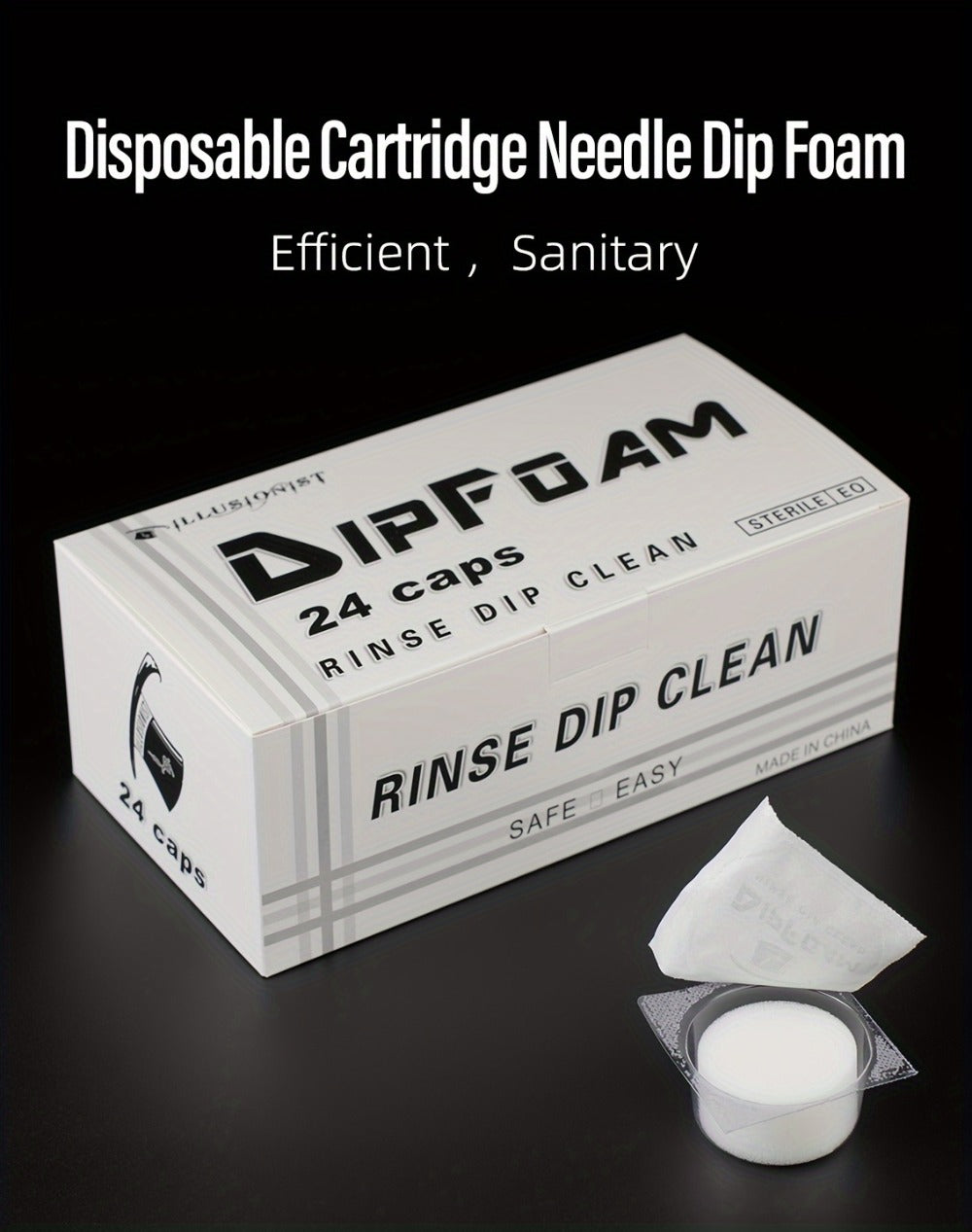 Tattoo Needle Dip Clean Cups 24pcs Foam Liner, Odorless Non-Electric Safe Cleaning for Cartridge & Traditional Needles