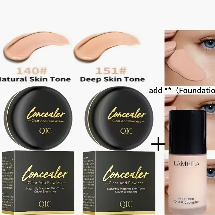 Concealer Cream Set 2pcs Full Coverage – Waterproof Matte Finish, Plant-Based Squalane, Buildable Coverage for Dark Spots