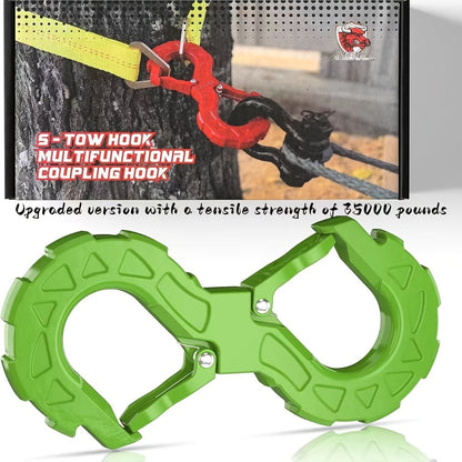 Off-Road Recovery Winch Hook D-Ring Shackle 3/8" 35, 000 LB G80 Heavy Duty Quick Release Tow Hook for RV Truck 4x4 Vehicle – Red & Black