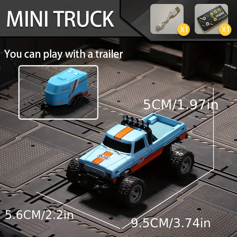 1:64 Scale Mini RC Car Alloy Off-Road Truck with Shock Absorbers – Pocket-Sized Remote Control Car for Boys Ages 6 7 8 9 10