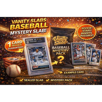 Sports Trading Cards, Baseball Mystery Vanity Slab with White Label or Two-Slab Options for Collectors