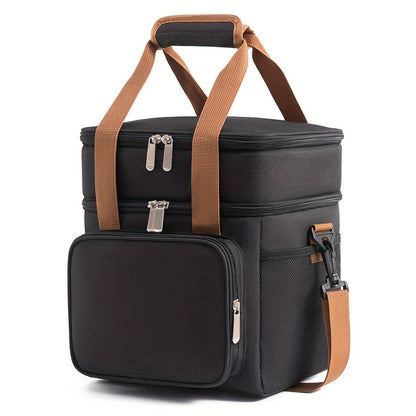 Insulated Lunch Bag with Shoulder Strap – Double Layer Leakproof Cooler Tote for Women Men Work Office School Picnic Beach Outdoor