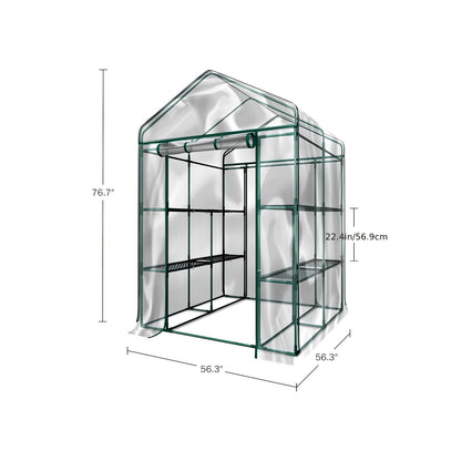 Walk-In Greenhouse Outdoor with Screen Windows, PE Cover, Portable Plant Shelter with Shelving Clips