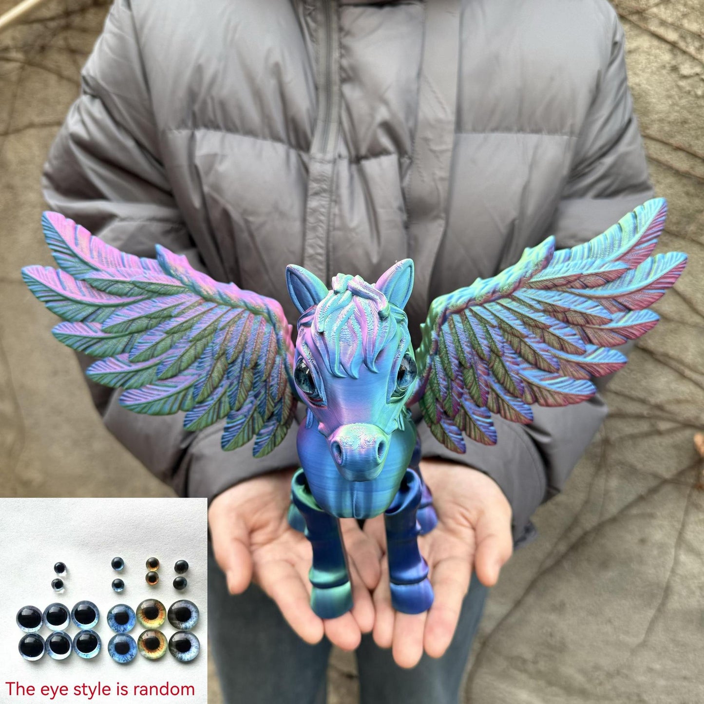 Pegasus Flying Horse Figurine Articulated 3D Printed, Large Poseable Mythology Fantasy Sculpture 10 Color Styles