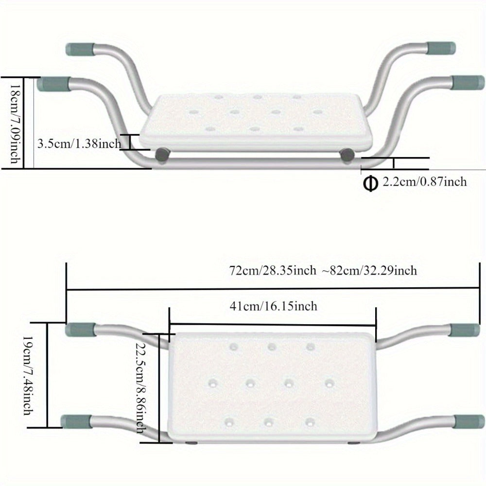 Bath Seat Adjustable Aluminum Shower Chair, Suspended Bathtub Stool with Anti-Slip Handles, Retractable Bath Board for Elderly