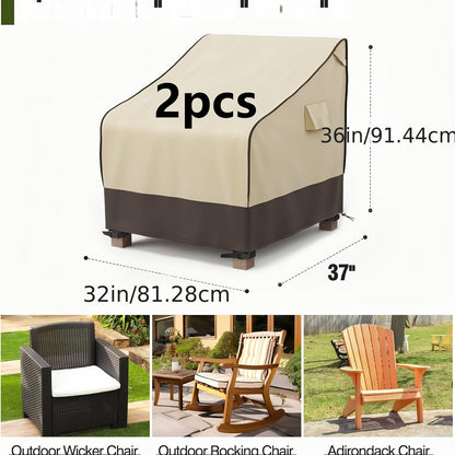 Two-Pack Patio Chair Covers in Beige and Brown with 32- or 35-Inch Width and 36-Inch Height