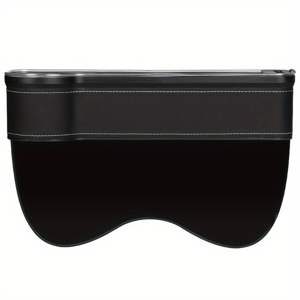 Black Lighted Seat-Gap Car Organizer with Phone Slot, USB Ports and Driver, Passenger or Pair Options