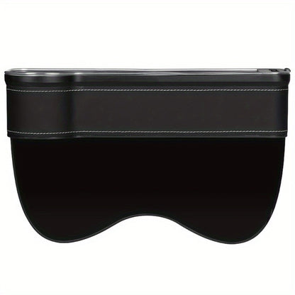 Black Lighted Seat-Gap Car Organizer with Phone Slot, USB Ports and Driver, Passenger or Pair Options