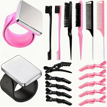 Hair Sectioning Clips 18-Piece Set with Crocodile Clips, Silicone Patting Separator & Curling Wrist Bracelet – Salon Perming