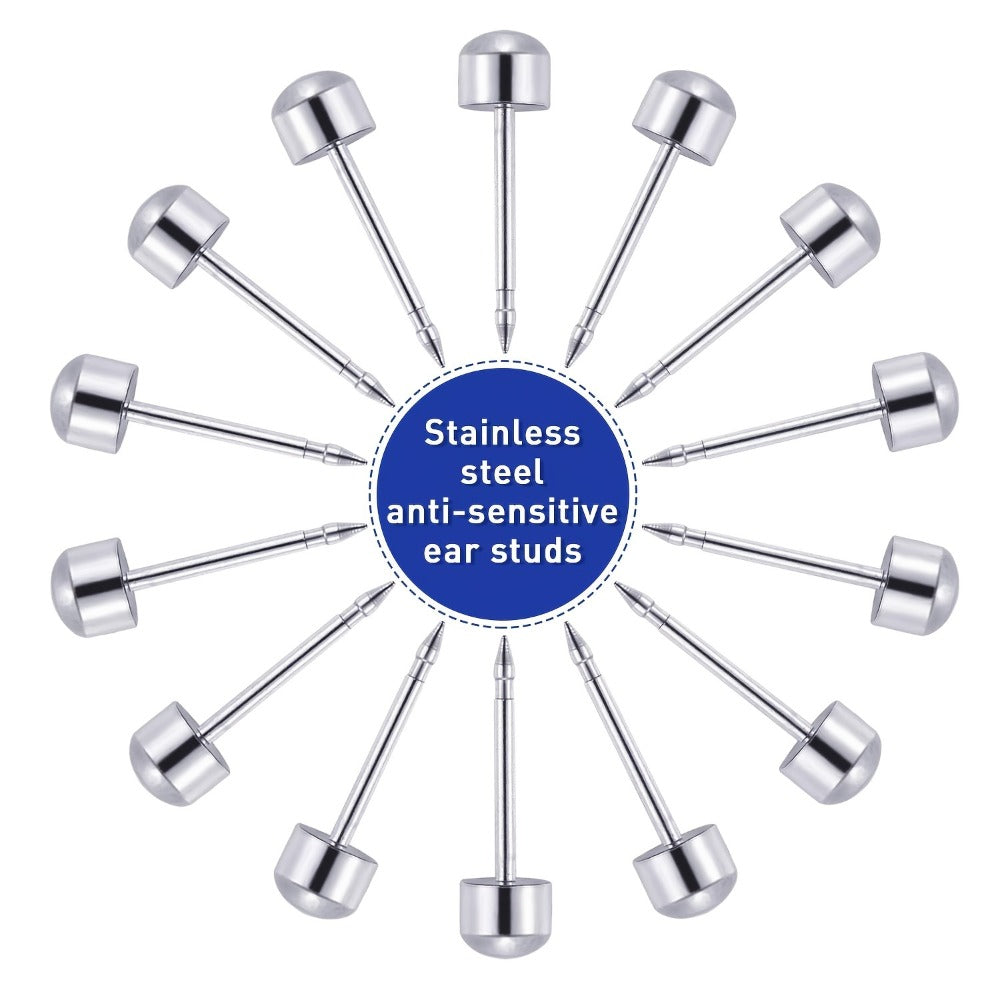 Stainless Steel Body Piercing Studs Kit - 10 Pairs Ear Nose Cartilage Studs with 2 DIY Setting Tools