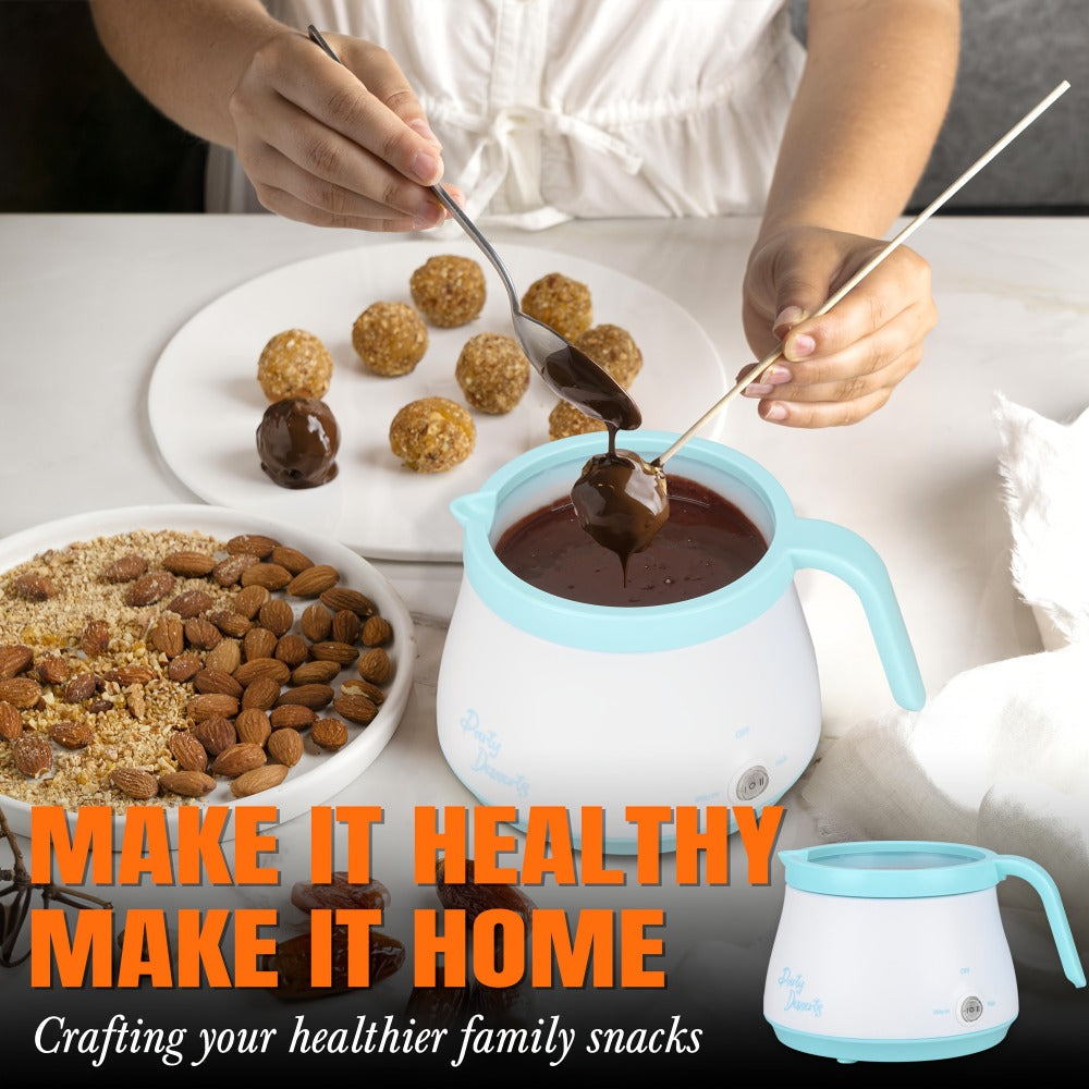 Electric Fondue Pot Chocolate Melting Pot with 2 Pots for Candy & Chocolate - 2.5 Cup, Non-Stick Dual Melting Pots for Cake Pops
