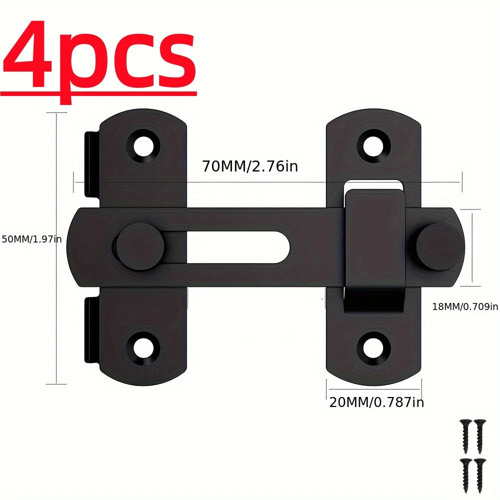 Stainless Steel Door Bolt Lock 180° Flip Latch for Entryways, Bedrooms and Living Spaces, with the Listed Configuration
