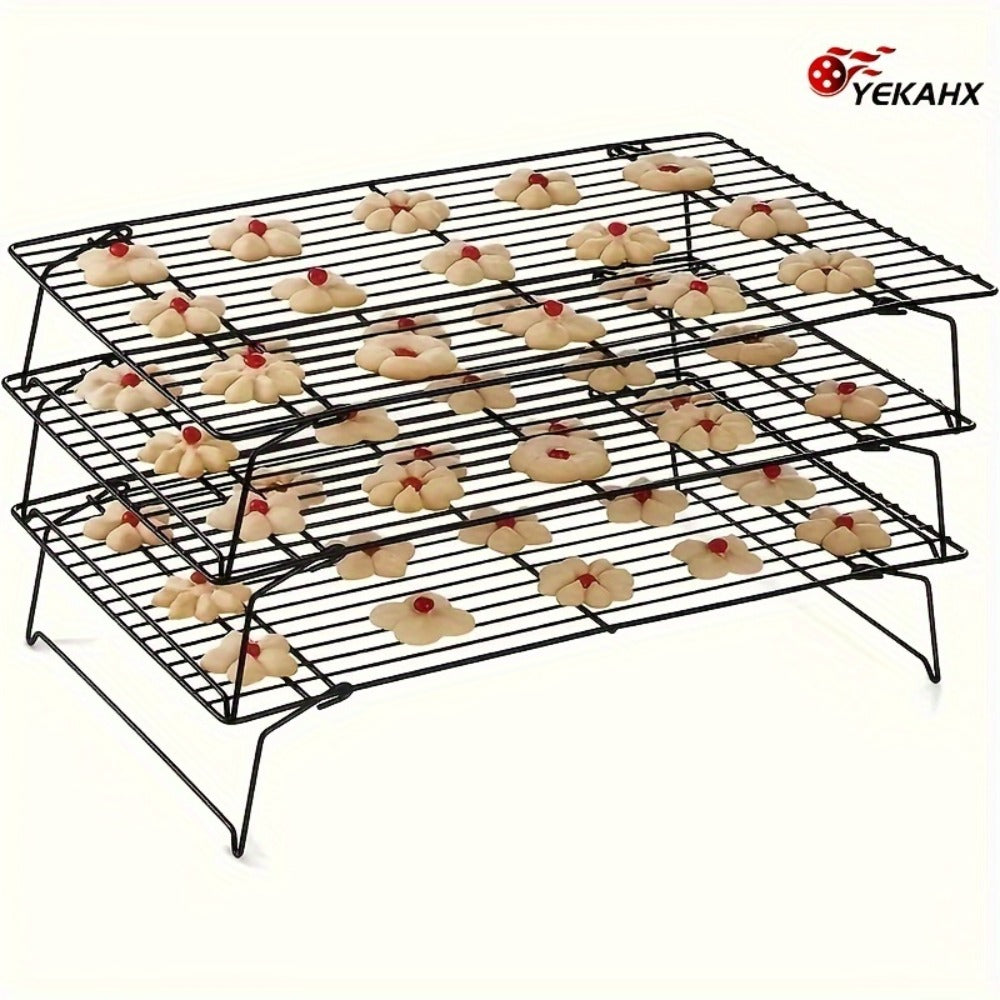 Cooling Rack for Baking Set of 3 Collapsible Stackable Wire Rack Stainless Steel Cookie for Home Cooking, Dining and Outdoor Meals