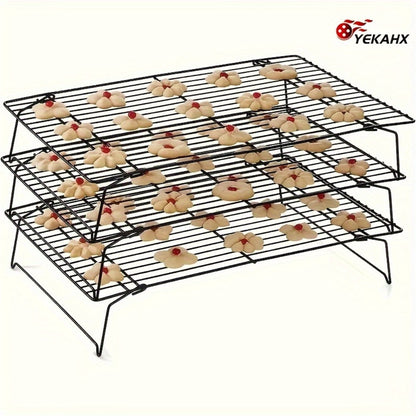 Cooling Rack for Baking Set of 3 Collapsible Stackable Wire Rack Stainless Steel Cookie for Home Cooking, Dining and Outdoor Meals