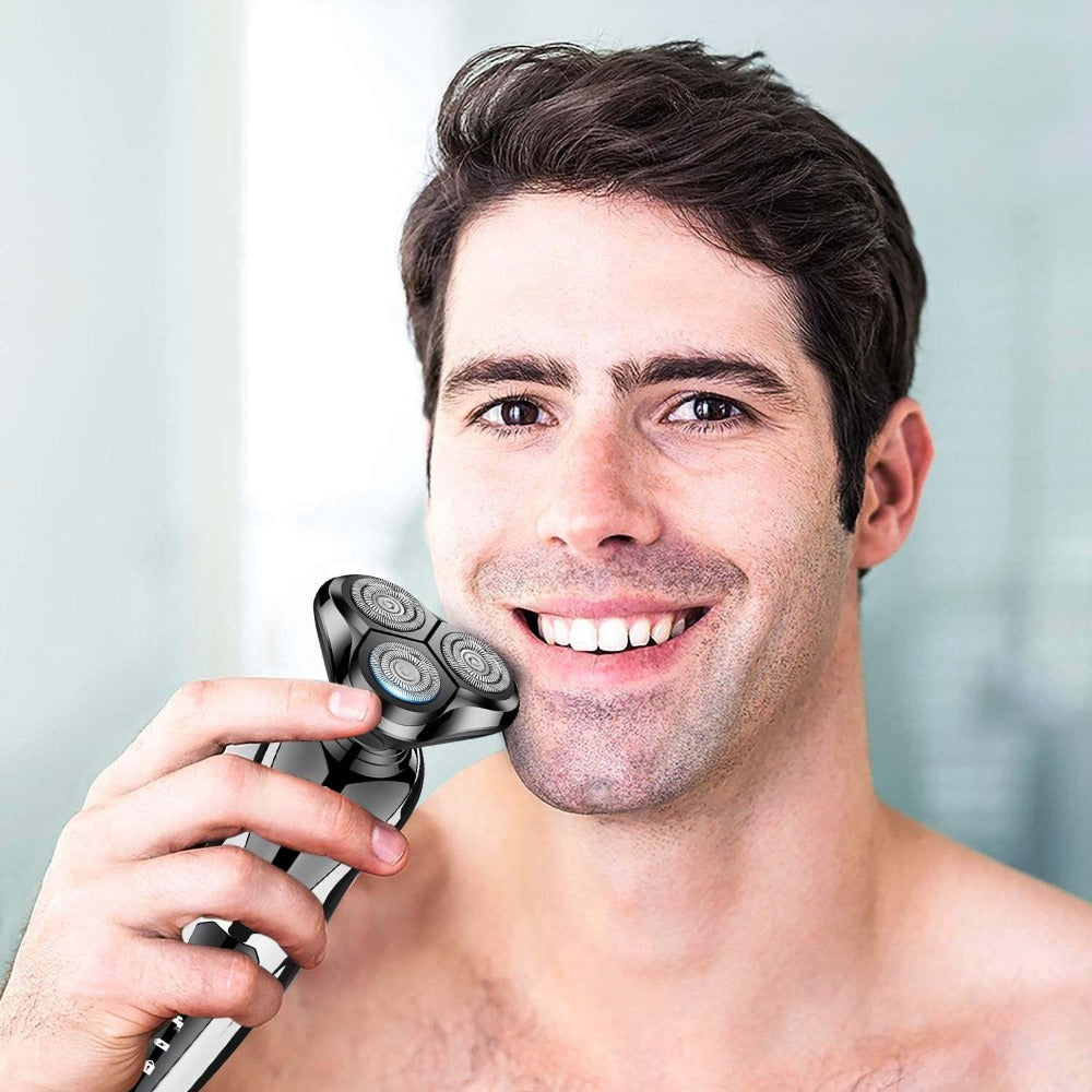 Electric Shaver for Men 3-in-1 Cordless Rechargeable 360° Floating Rotary – Beard Trimmer, Nose Hair Trimmer & Face Shaver with LED Display