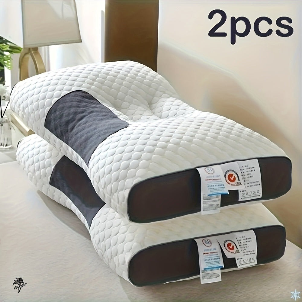 Cervical Neck Support Pillow Soft Knitted Ergonomic Orthopedic Contour Pillow for Deep Sleep – Non-Collapse High Pillow Core All Seasons
