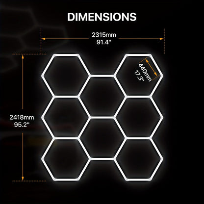 LED Hexagonal Garage Light 6500K, Super Bright Daylight White Shop Light 42W, 620W for Auto Detailing