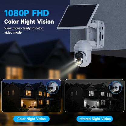 Solar Pan-Tilt Security Camera with 4G or 2.4GHz WiFi Options, 355° Pan, 90° Tilt and Two-Way Audio