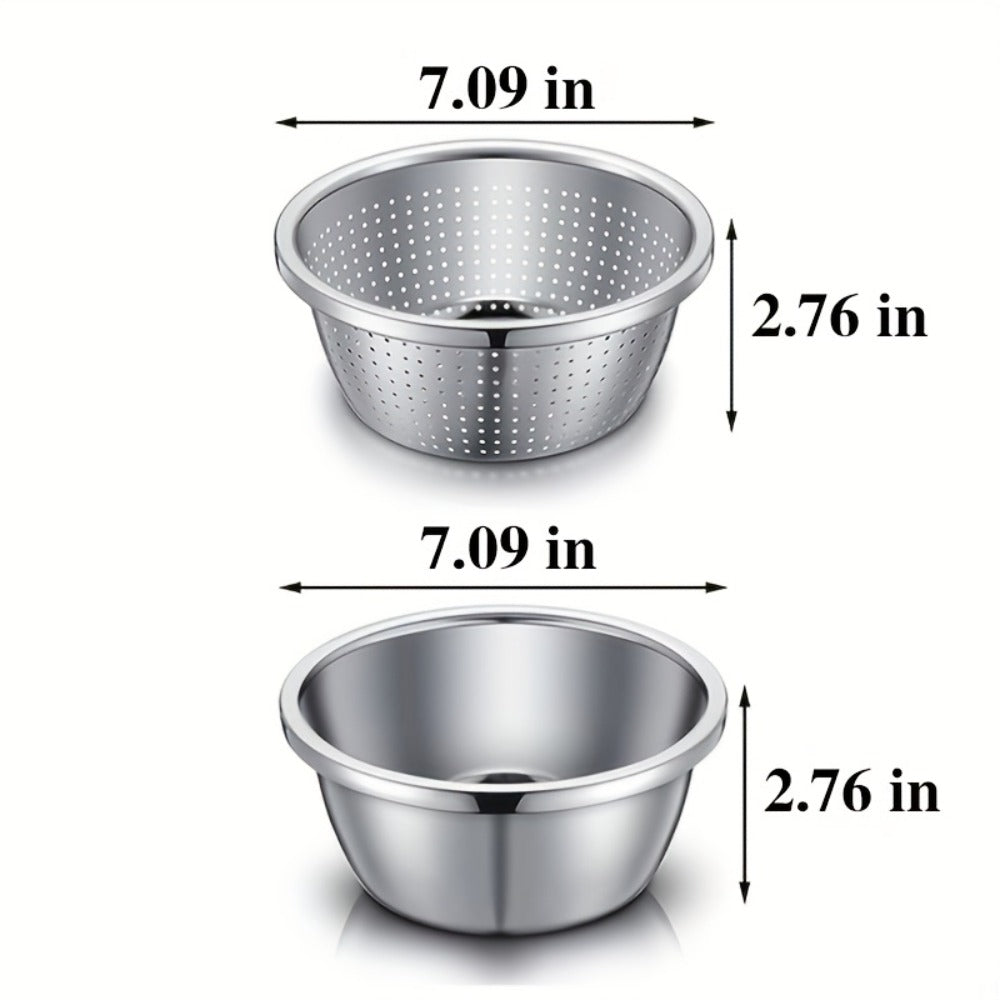 Stainless Steel Colander with Mixing Bowl Set 304 Food Grade Strainer Bowl for Washing for Home Cooking, Dining and Outdoor Meals
