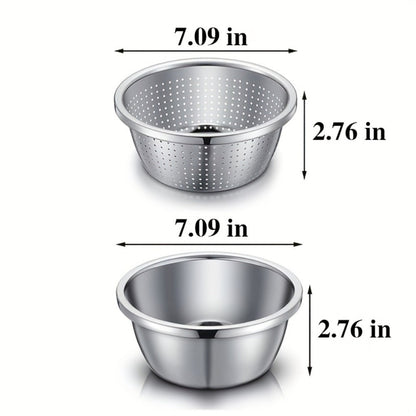 Stainless Steel Colander with Mixing Bowl Set 304 Food Grade Strainer Bowl for Washing for Home Cooking, Dining and Outdoor Meals