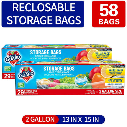 Freezer Storage Bags Resealable, Sturdy Bulk Food Storage Bags with Easy-Open Tabs for Freezer & Refrigerator