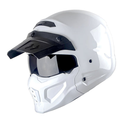 Motorcycle Helmet Convertible Full/Open-Face Shell with Detachable Mask, Smoked Shield, S-XL Sizes and Multiple Styles