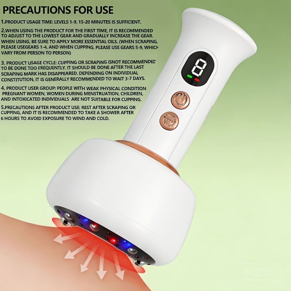 Vacuum Cupping Massager USB Rechargeable Scraping Massage Device Intelligent Suction Cup with 1200mAh Battery for Home or Salon Spa Use