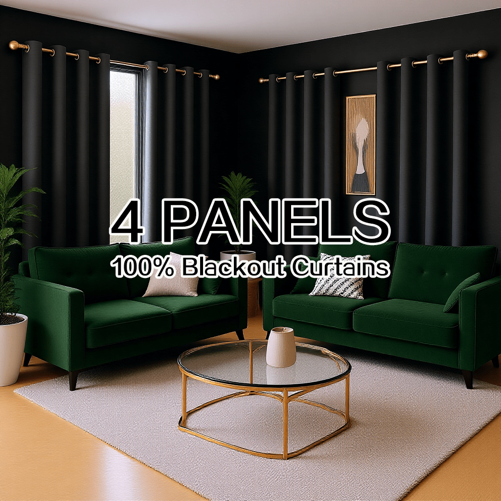 Blackout Curtains 4 Panels 100% Light Blocking Thermal Insulated Noise Reducing Grommet Window Curtains for Bedroom Living Room Balcony