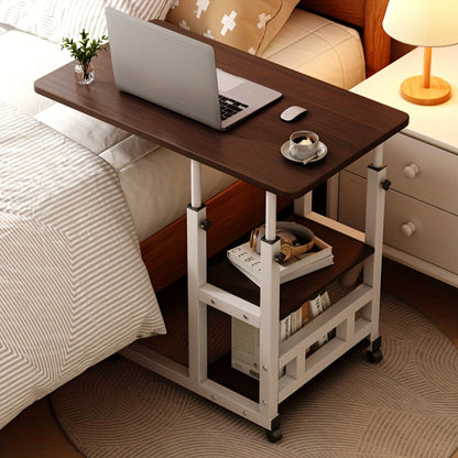 Rolling Overbed Table with Brake Wheels, Adjustable Height Bedside Nursing Dining Table for Elderly & Patients