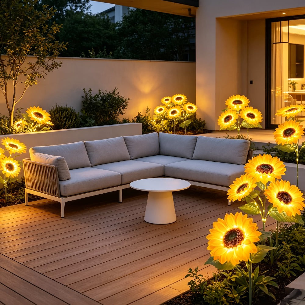 Solar Garden Lights Sunflower Stake Lanterns, IP44 with 1- or 2-Piece configurations Options for Lawn Decor