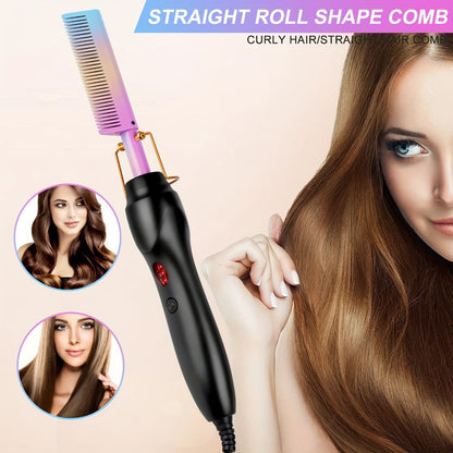 Electric Hot Comb Heated Beard Straightener Brush Fast Heating Anti-Scald Ceramic 2-in-1, for Home, Travel and Salon Hair Styling