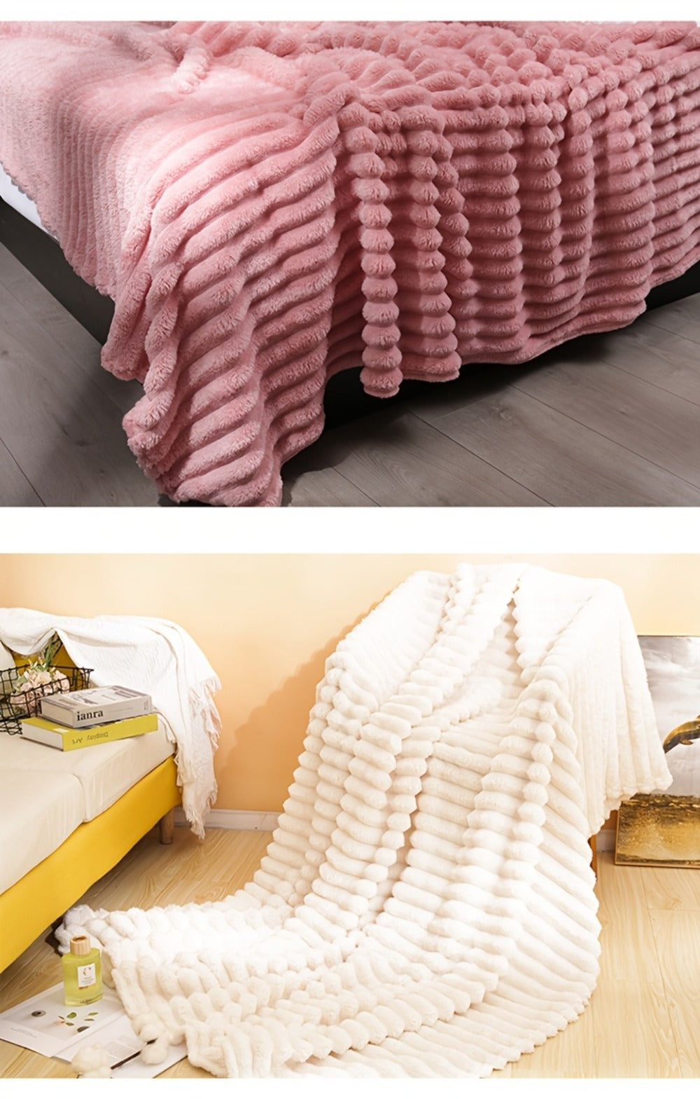 500gsm Heavy Plush Blanket, Ultra Thick Fluffy Blanket for Bed, Sofa & Travel, Baby to Double Size